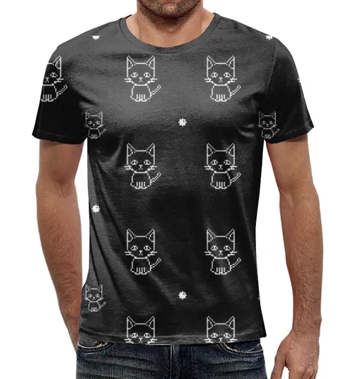 Заказать мужскую футболку в Москве. Футболка с полной запечаткой (мужская) Котики   от T-shirt print  - готовые дизайны и нанесение принтов.