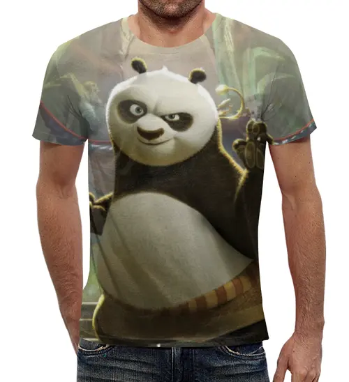 Заказать мужскую футболку в Москве. Футболка с полной запечаткой (мужская) Кунг-фу панда от skynatural - готовые дизайны и нанесение принтов.