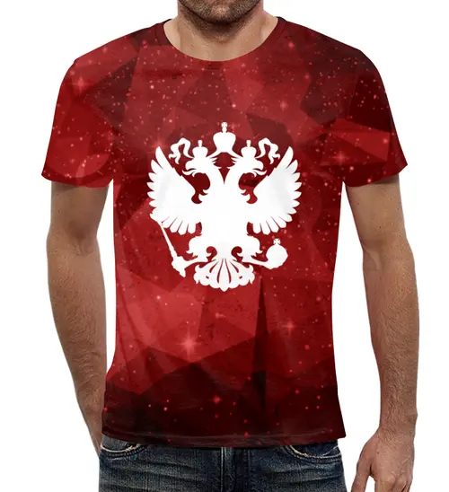 Заказать мужскую футболку в Москве. Футболка с полной запечаткой (мужская)   Герб России от THE_NISE  - готовые дизайны и нанесение принтов.