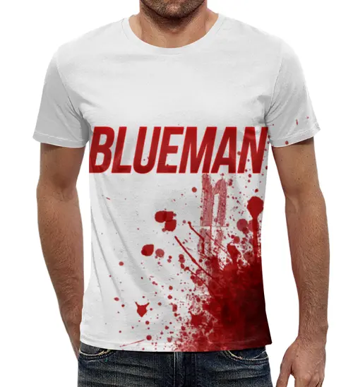 Заказать мужскую футболку в Москве. Футболка с полной запечаткой (мужская) BLUEMAN BLOOD  от Майк Блумэн - готовые дизайны и нанесение принтов.
