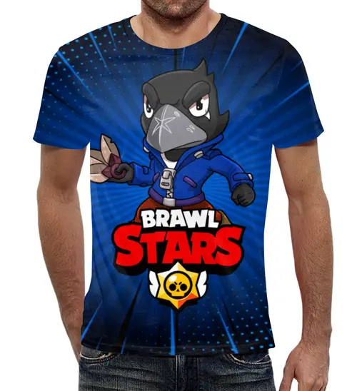 Заказать мужскую футболку в Москве. Футболка с полной запечаткой (мужская) BRAWL STARS CROW от geekbox - готовые дизайны и нанесение принтов.