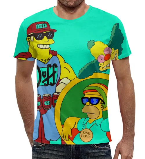 Заказать мужскую футболку в Москве. Футболка с полной запечаткой (мужская) Simpsons от Арам Тахмазян - готовые дизайны и нанесение принтов.