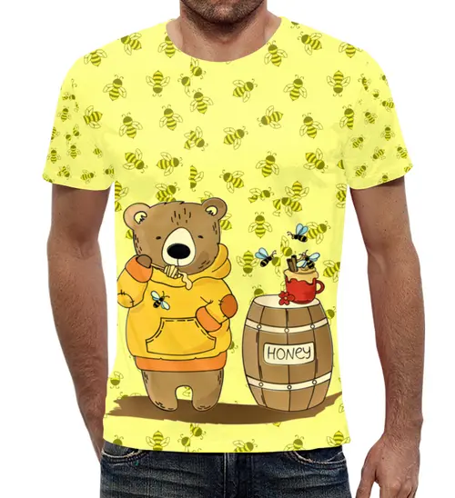 Заказать мужскую футболку в Москве. Футболка с полной запечаткой (мужская) Пчелы и мед от T-shirt print  - готовые дизайны и нанесение принтов.
