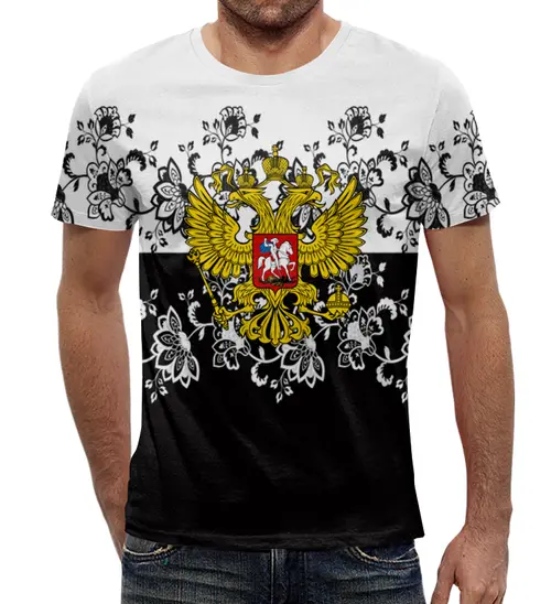 Заказать мужскую футболку в Москве. Футболка с полной запечаткой (мужская) Узор и герб от THE_NISE  - готовые дизайны и нанесение принтов.