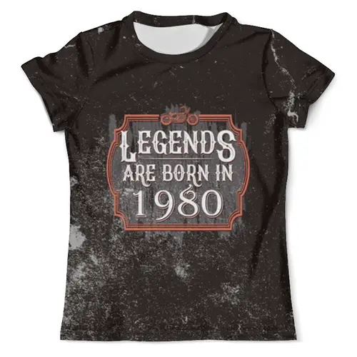 Заказать мужскую футболку в Москве. Футболка с полной запечаткой (мужская) Legends Are Born In 1980 от tutik_mutik@mail.ru - готовые дизайны и нанесение принтов.