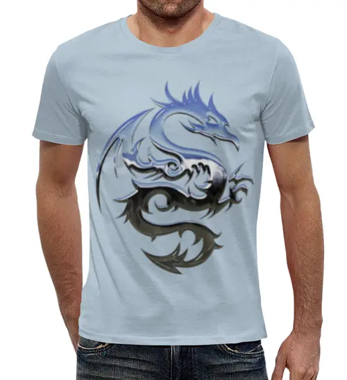 Заказать мужскую футболку в Москве. Футболка с полной запечаткой (мужская) Дракон от weeert - готовые дизайны и нанесение принтов.