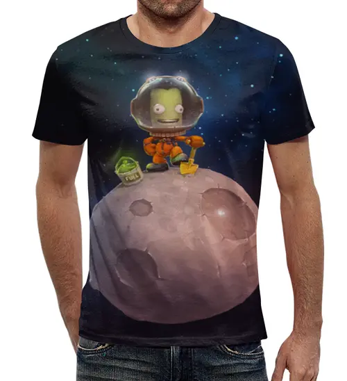 Заказать мужскую футболку в Москве. Футболка с полной запечаткой (мужская) Kerbal Space Program от galaxy secret - готовые дизайны и нанесение принтов.