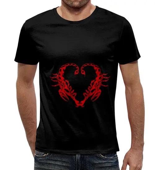 Заказать мужскую футболку в Москве. Футболка с полной запечаткой (мужская) Сердце скорпиона от tanyazet - готовые дизайны и нанесение принтов.