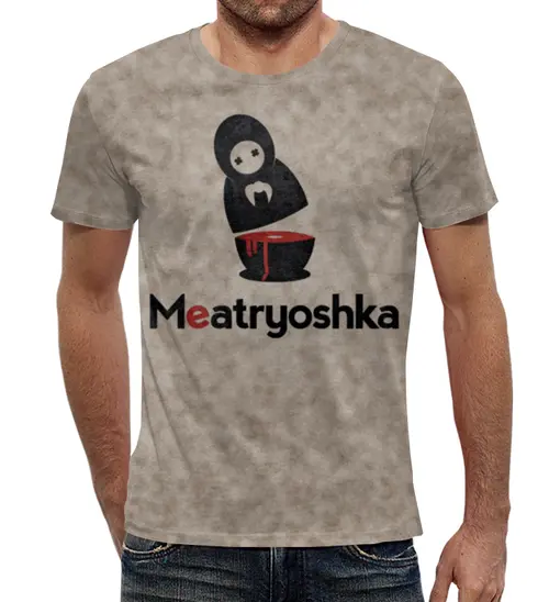 Заказать мужскую футболку в Москве. Футболка с полной запечаткой (мужская) Meatryoshka от Leichenwagen - готовые дизайны и нанесение принтов.