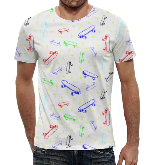 Заказать мужскую футболку в Москве. Футболка с полной запечаткой (мужская) Skater от denis01001 - готовые дизайны и нанесение принтов.