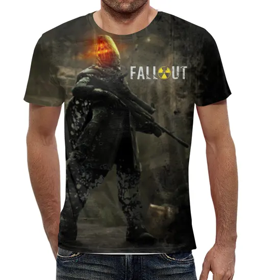 Заказать мужскую футболку в Москве. Футболка с полной запечаткой (мужская) Fallout от Leichenwagen - готовые дизайны и нанесение принтов.