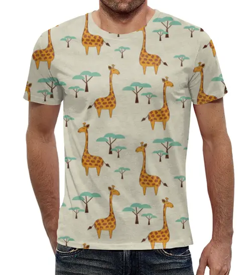 Заказать мужскую футболку в Москве. Футболка с полной запечаткой (мужская) Жирафы от svetlanas - готовые дизайны и нанесение принтов.