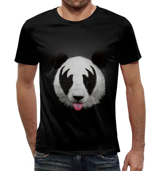 Заказать мужскую футболку в Москве. Футболка с полной запечаткой (мужская) Панда от Сакурана  - готовые дизайны и нанесение принтов.