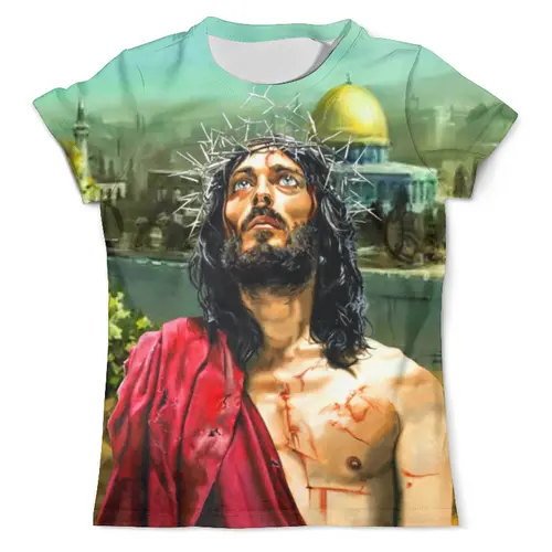Заказать мужскую футболку в Москве. Футболка с полной запечаткой (мужская) ✞ JESUS · Jerusalem ✞ от balden - готовые дизайны и нанесение принтов.
