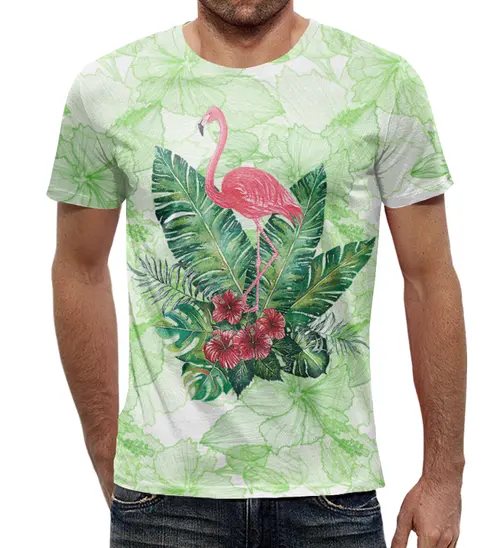 Заказать мужскую футболку в Москве. Футболка с полной запечаткой (мужская) Flamingo Design от balden - готовые дизайны и нанесение принтов.