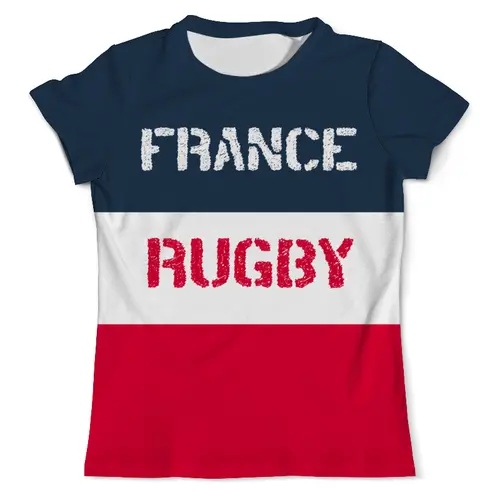 Заказать мужскую футболку в Москве. Футболка с полной запечаткой (мужская) Франция регби от rugby - готовые дизайны и нанесение принтов.