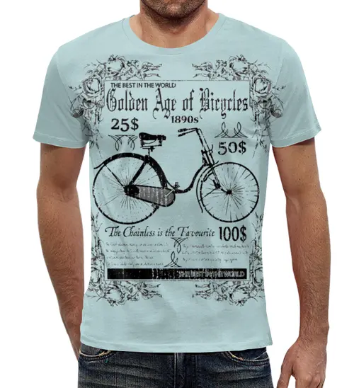 Заказать мужскую футболку в Москве. Футболка с полной запечаткой (мужская) Велосипед от T-shirt print  - готовые дизайны и нанесение принтов.