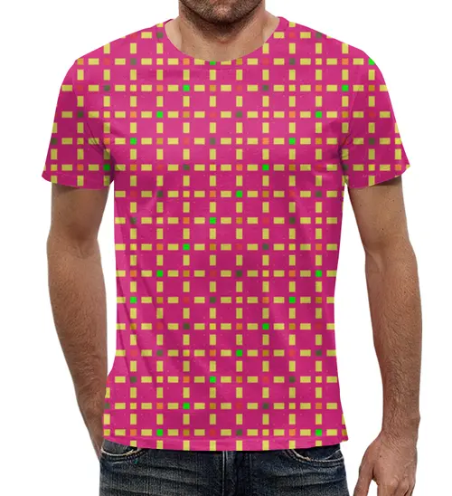 Заказать мужскую футболку в Москве. Футболка с полной запечаткой (мужская) Розовый узор от valezar - готовые дизайны и нанесение принтов.