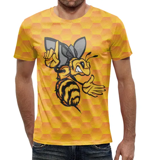 Заказать мужскую футболку в Москве. Футболка с полной запечаткой (мужская) Злой пчел  от ПРИНТЫ ПЕЧАТЬ  - готовые дизайны и нанесение принтов.