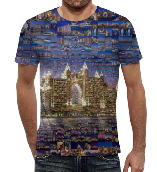 Заказать мужскую футболку в Москве. Футболка с полной запечаткой (мужская) Дубай город от Violet - готовые дизайны и нанесение принтов.