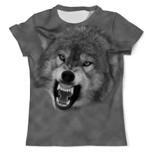 Заказать мужскую футболку в Москве. Футболка с полной запечаткой (мужская) Оскал волка от weeert - готовые дизайны и нанесение принтов.