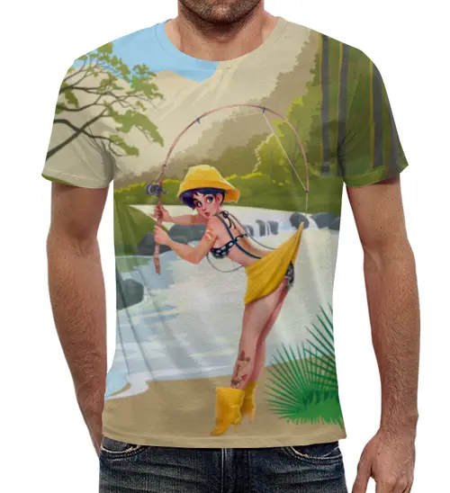 Заказать мужскую футболку в Москве. Футболка с полной запечаткой (мужская) Рыбалка с любимой (Fishing) от balden - готовые дизайны и нанесение принтов.