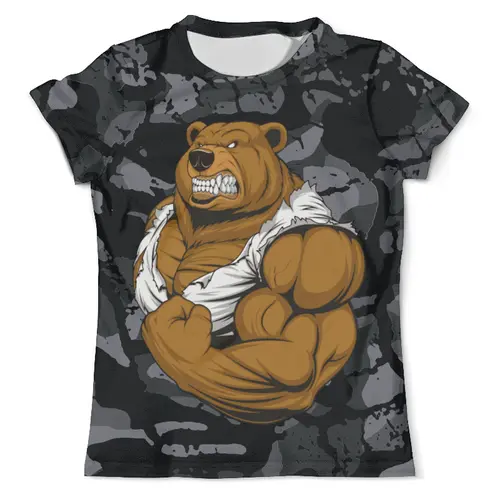 Заказать мужскую футболку в Москве. Футболка с полной запечаткой (мужская) Медведь качок   от T-shirt print  - готовые дизайны и нанесение принтов.