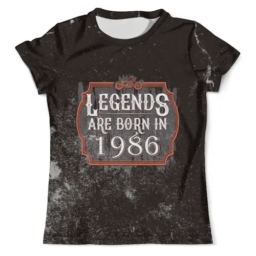Заказать мужскую футболку в Москве. Футболка с полной запечаткой (мужская) Legends Are Born In 1986 от tutik_mutik@mail.ru - готовые дизайны и нанесение принтов.