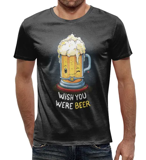 Заказать мужскую футболку в Москве. Футболка с полной запечаткой (мужская) Пиво    (1) от ПРИНТЫ ПЕЧАТЬ  - готовые дизайны и нанесение принтов.