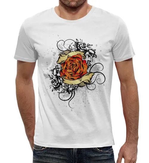 Заказать мужскую футболку в Москве. Футболка с полной запечаткой (мужская) Узор роз от THE_NISE  - готовые дизайны и нанесение принтов.