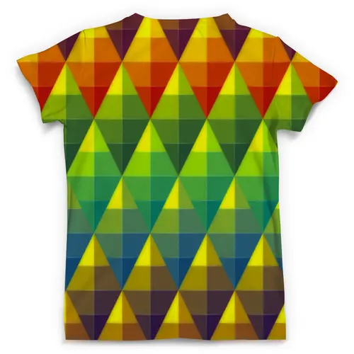Заказать мужскую футболку в Москве. Футболка с полной запечаткой (мужская) Треугольники цветов от Fonzo - готовые дизайны и нанесение принтов.