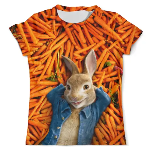 Заказать мужскую футболку в Москве. Футболка с полной запечаткой (мужская) Кролик Питер от skynatural - готовые дизайны и нанесение принтов.