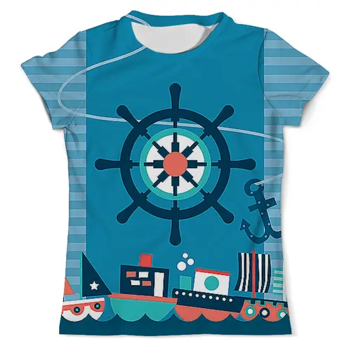 Заказать мужскую футболку в Москве. Футболка с полной запечаткой (мужская) Морская тема  от T-shirt print  - готовые дизайны и нанесение принтов.