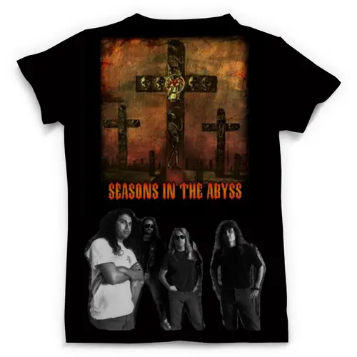 Заказать мужскую футболку в Москве. Футболка с полной запечаткой (мужская) Slayer Season In The Abyss 1990 от Илья - готовые дизайны и нанесение принтов.