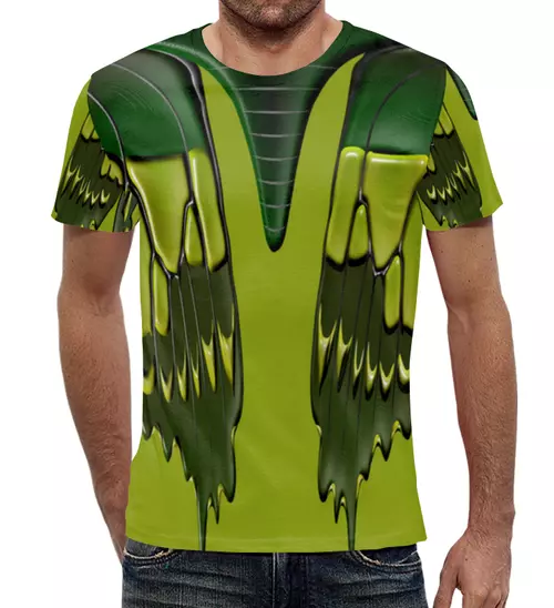Заказать мужскую футболку в Москве. Футболка с полной запечаткой (мужская) Кожаные зеленые мотивы от Alexey Evsyunin - готовые дизайны и нанесение принтов.