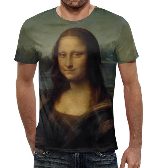 Заказать мужскую футболку в Москве. Футболка с полной запечаткой (мужская) Мона Лиза от Y L - готовые дизайны и нанесение принтов.