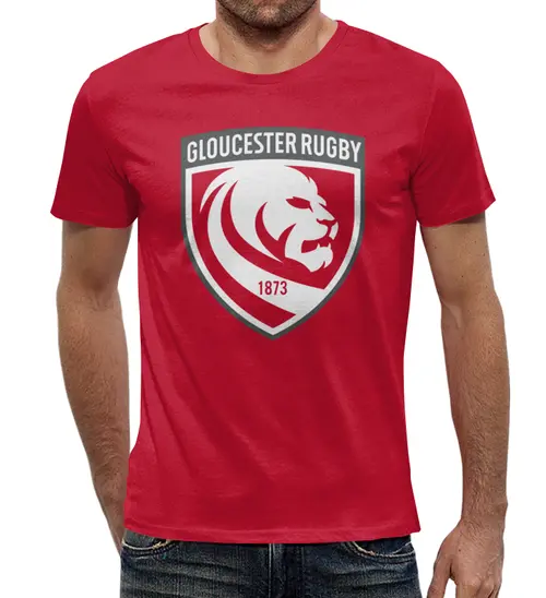 Заказать мужскую футболку в Москве. Футболка с полной запечаткой (мужская) Глостер регби от rugby - готовые дизайны и нанесение принтов.