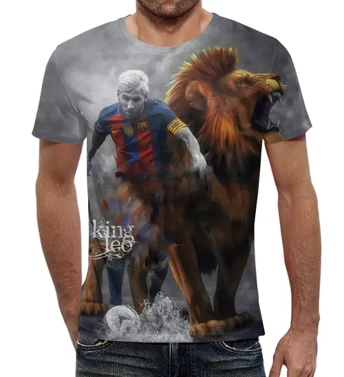 Заказать мужскую футболку в Москве. Футболка с полной запечаткой (мужская) Lionel  Messi (2) от ПРИНТЫ ПЕЧАТЬ  - готовые дизайны и нанесение принтов.