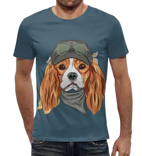 Заказать мужскую футболку в Москве. Футболка с полной запечаткой (мужская) Собака от Ирина - готовые дизайны и нанесение принтов.