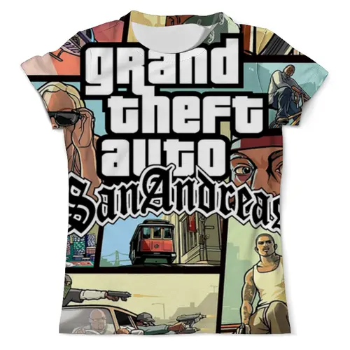 Заказать мужскую футболку в Москве. Футболка с полной запечаткой (мужская) Grand Theft Auto San Andreas от Nalivaev - готовые дизайны и нанесение принтов.