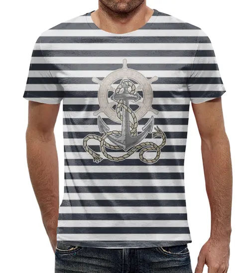Заказать мужскую футболку в Москве. Футболка с полной запечаткой (мужская) Якорь (1) от T-shirt print  - готовые дизайны и нанесение принтов.