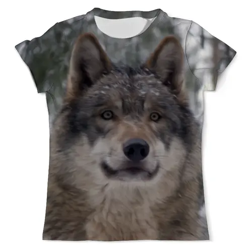 Заказать мужскую футболку в Москве. Футболка с полной запечаткой (мужская) Волк в лесу от weeert - готовые дизайны и нанесение принтов.