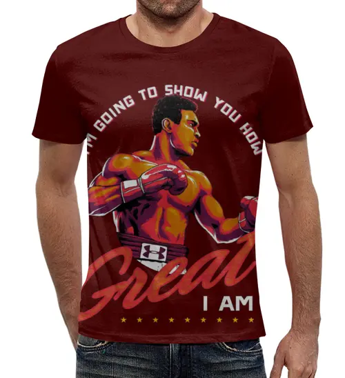 Заказать мужскую футболку в Москве. Футболка с полной запечаткой (мужская) Muhammad Ali от Leichenwagen - готовые дизайны и нанесение принтов.