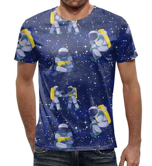 Заказать мужскую футболку в Москве. Футболка с полной запечаткой (мужская) В космосе  от T-shirt print  - готовые дизайны и нанесение принтов.