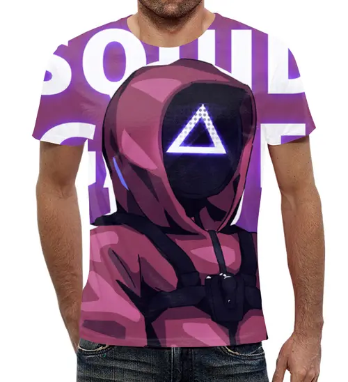 Заказать мужскую футболку в Москве. Футболка с полной запечаткой (мужская) Игра в кальмара от Дана Столыпина - готовые дизайны и нанесение принтов.