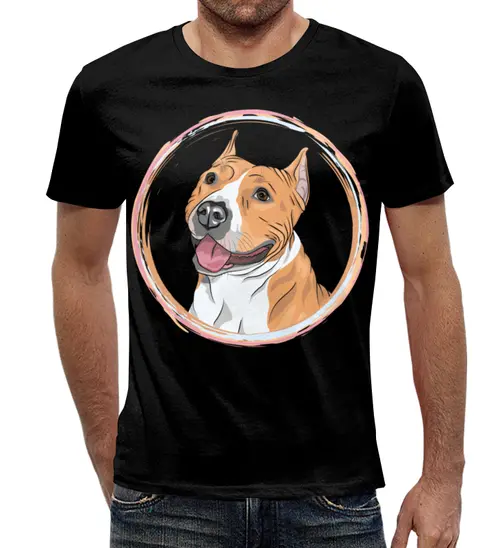 Заказать мужскую футболку в Москве. Футболка с полной запечаткой (мужская) Собака от nadegda - готовые дизайны и нанесение принтов.