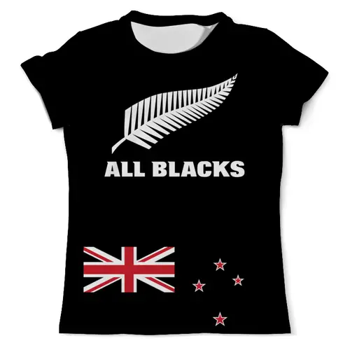 Заказать мужскую футболку в Москве. Футболка с полной запечаткой (мужская) Новая Зеландия регби от rugby - готовые дизайны и нанесение принтов.