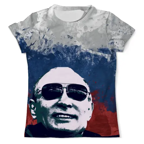 Заказать мужскую футболку в Москве. Футболка с полной запечаткой (мужская) Путин от denis01001 - готовые дизайны и нанесение принтов.