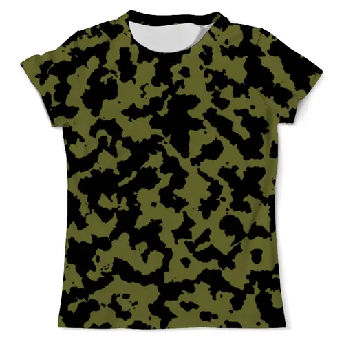 Заказать мужскую футболку в Москве. Футболка с полной запечаткой (мужская) Зелёно-Чёрный Камуфляж от armyshop - готовые дизайны и нанесение принтов.