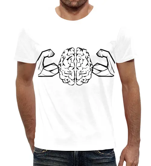 Заказать мужскую футболку в Москве. Футболка с полной запечаткой (мужская) Мозг Сила от MariYang  - готовые дизайны и нанесение принтов.